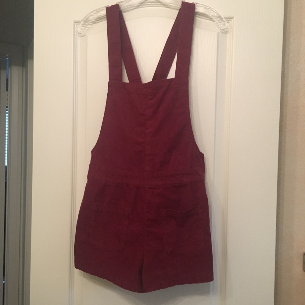 Red corduroy overalls